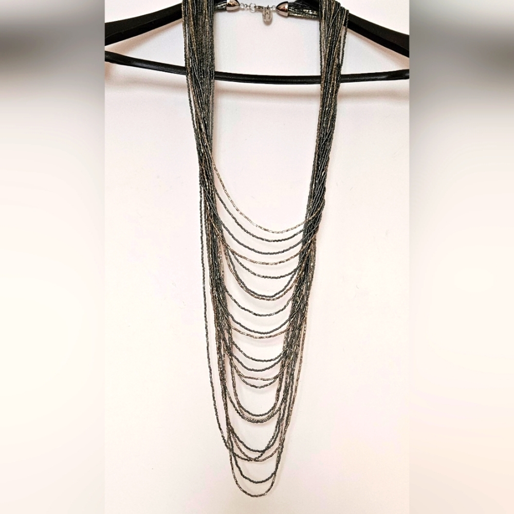 Elegant Caroline Néron Silver Multi-Layer Necklace
